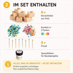 Kreatives Bastelset - Bunte Kerzenhalter für 8 Kinder