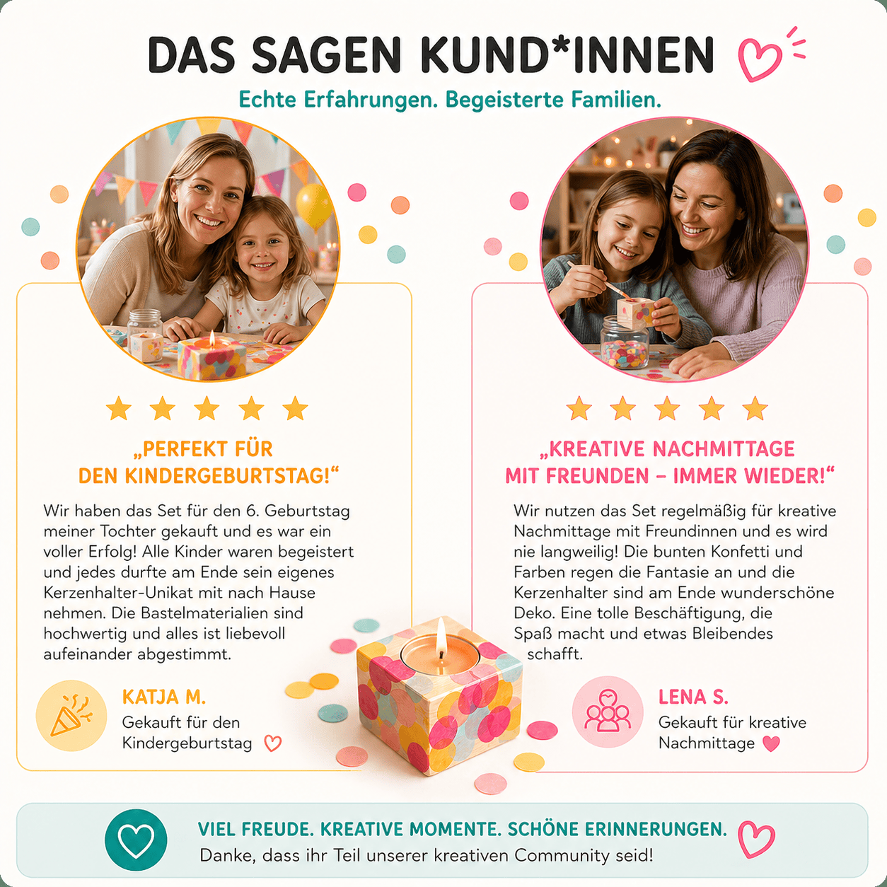 Kreatives Bastelset - Bunte Kerzenhalter für 8 Kinder