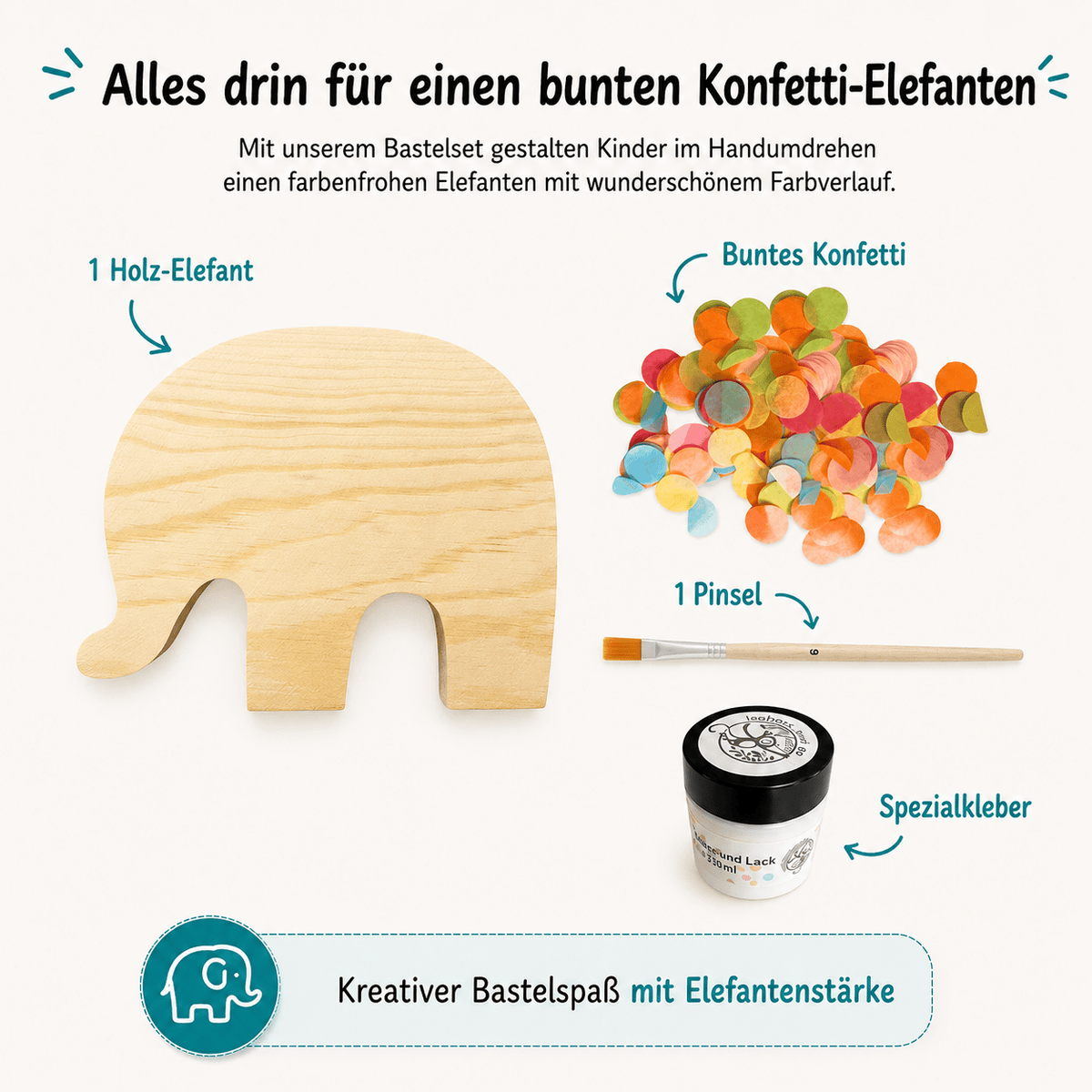 Kreatives Bastelset „Elefant mit Konfetti“