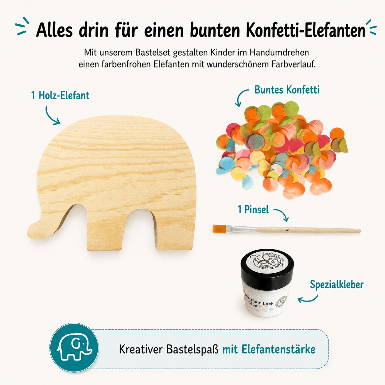Kreatives Bastelset „Elefant mit Konfetti“