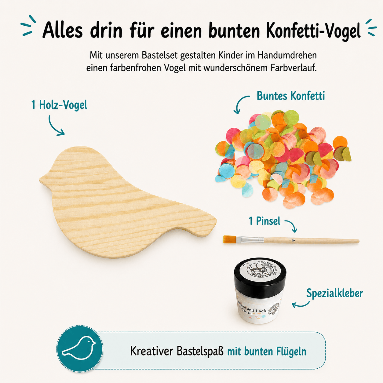 Kreatives Bastelset „Vogel mit Konfetti“