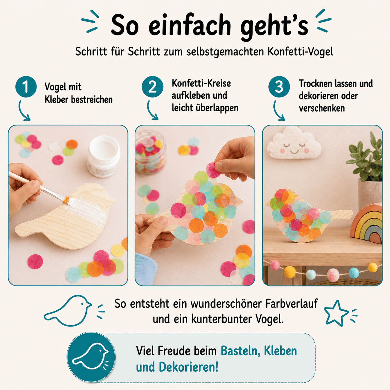 Kreatives Bastelset „Vogel mit Konfetti“