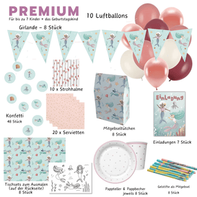 Ultimatives Meerjungfrauen Partyset - Premium Box, Magnete, Seepferdchen Balloon und Bastel Download