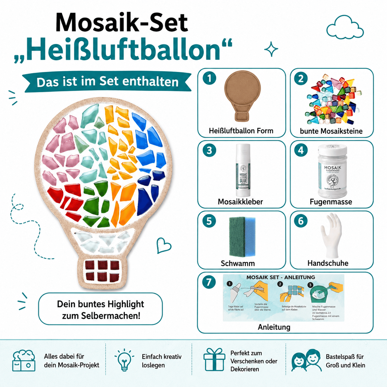 Mosaik Set -Heißluftballon