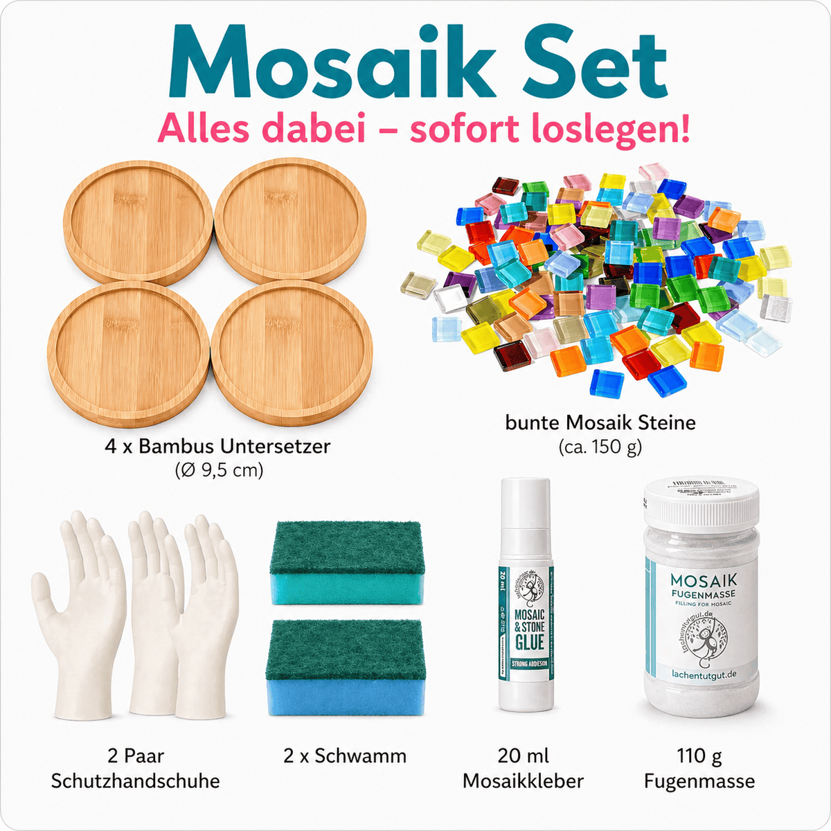 Mosaik Bastel-Set - 4 Mosaik Untersetzer