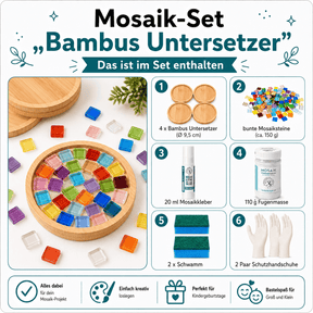 3 Bastelset für 2 Kinder Laterne und Fädelspass und Mosaik Bambus Untersetzer