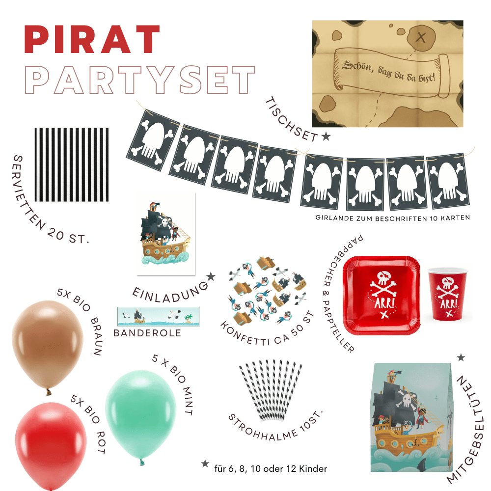 ULTIMATIVES PARTYSET zum Piraten Geburtstag - alles in einer Box