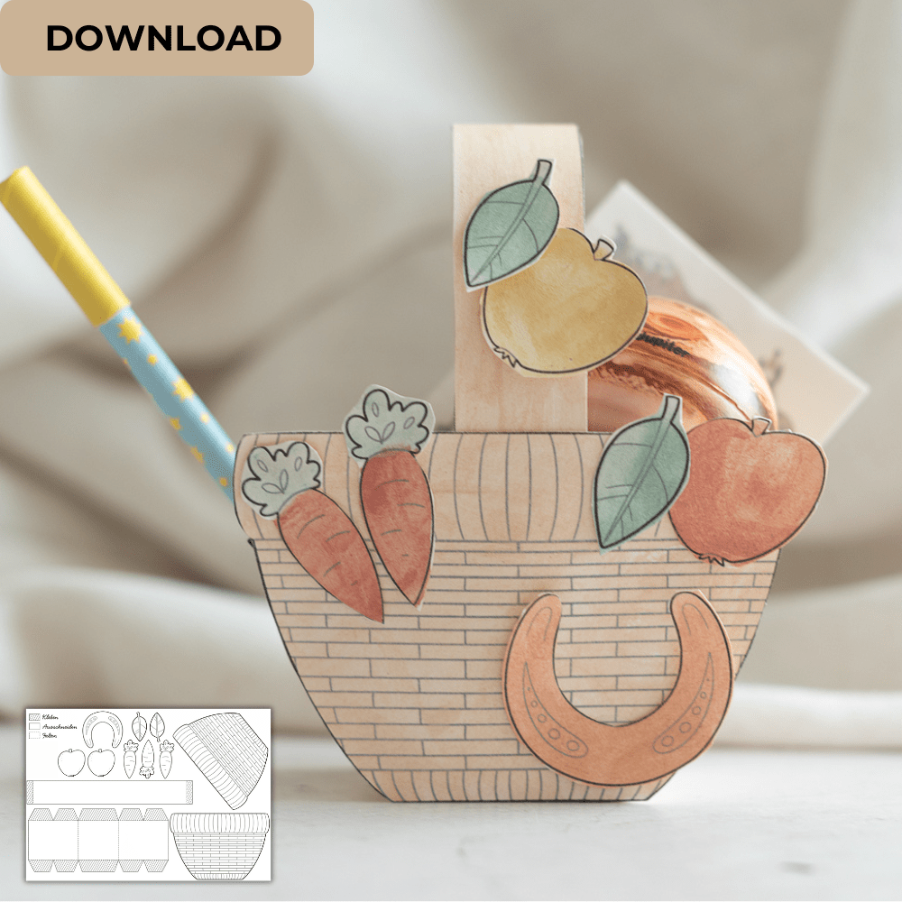Pferde Körbchen Bastelbogen - Download