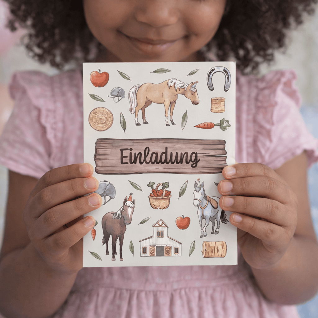 Pferde Einladung - 10 Stück