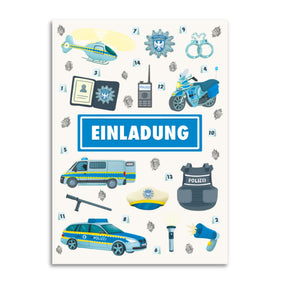 Polizei Einladung -  10 Stück