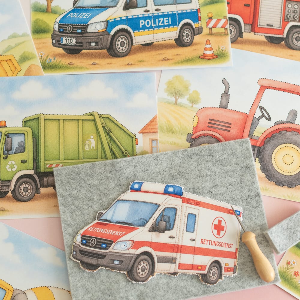 Prickelset für Kinder Fahrzeuge