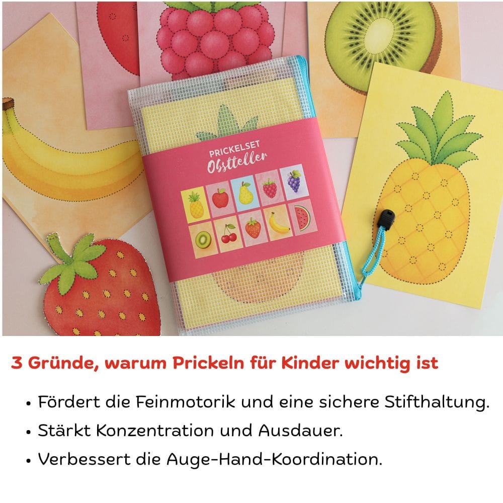 Prickelset für Kinder Obstteller