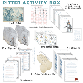 Ritter Activity Box - Schatzsuche und Mitgebsel für 10 Kinder