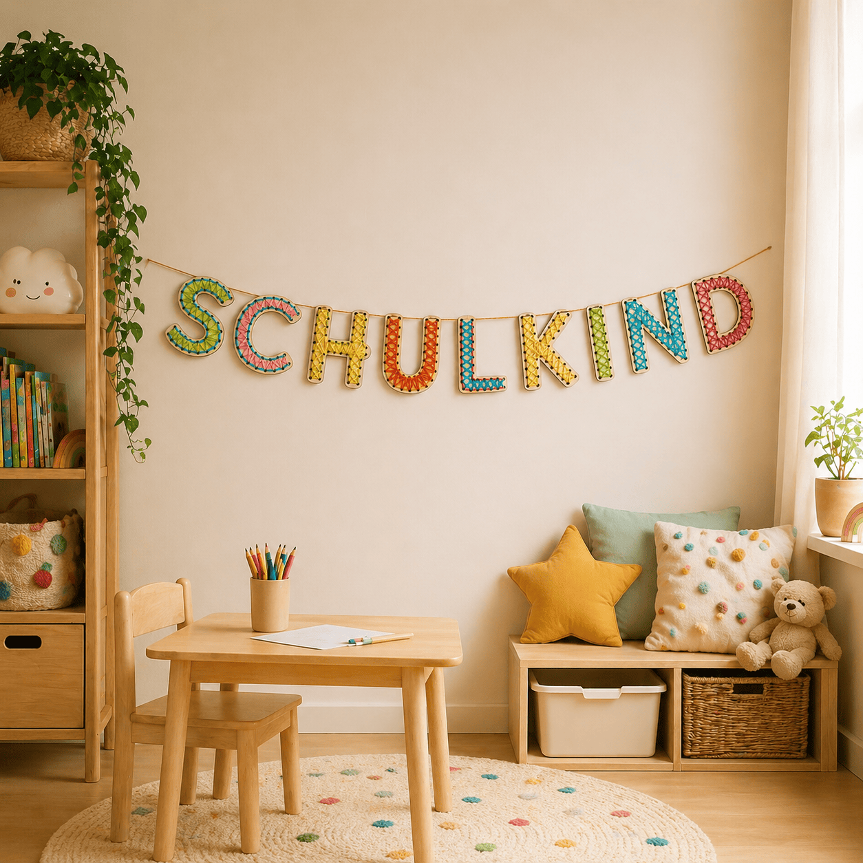 Holz Girlande SCHULKIND - Bastelset