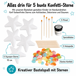 Bastelset - Bunte Sterne für 5 Kinder
