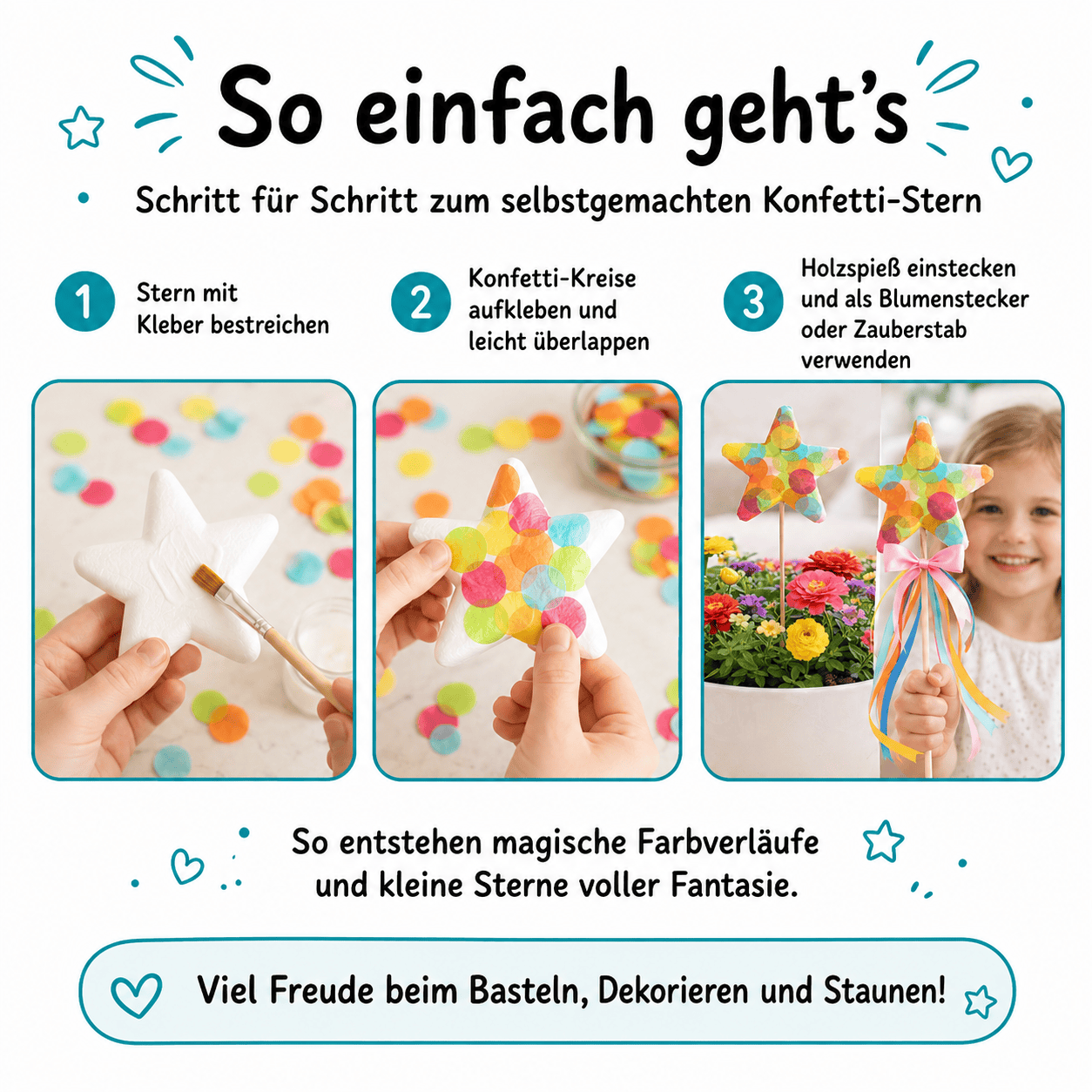 Bastelset - Bunte Sterne für 5 Kinder