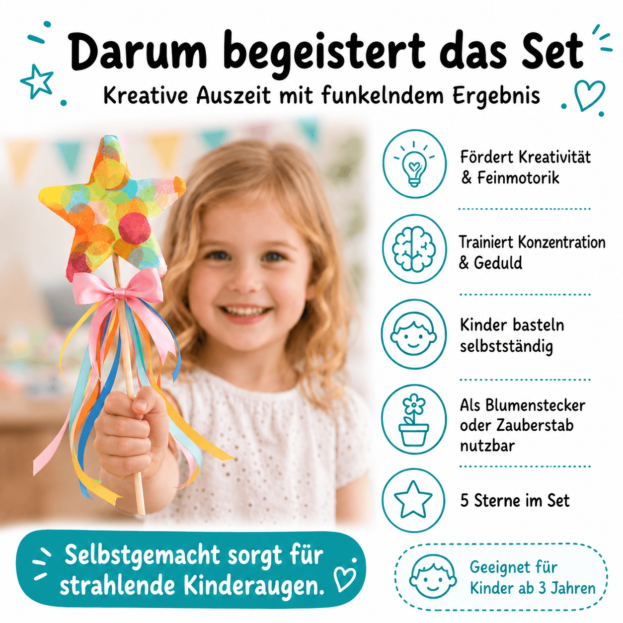 Bastelset - Bunte Sterne für 5 Kinder