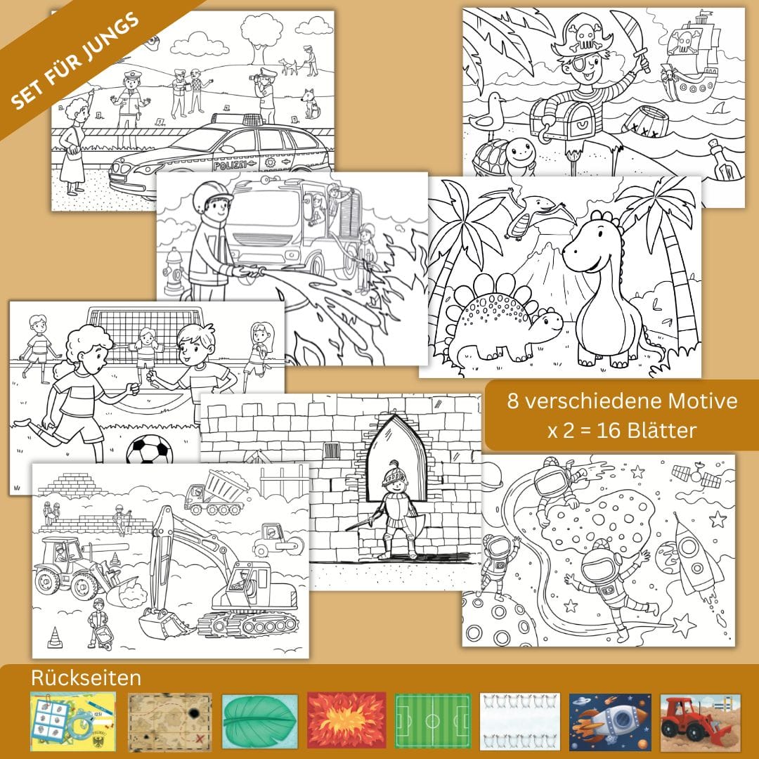 Ausmalspass- 16 liebevoll illustrierte Ausmalblätter