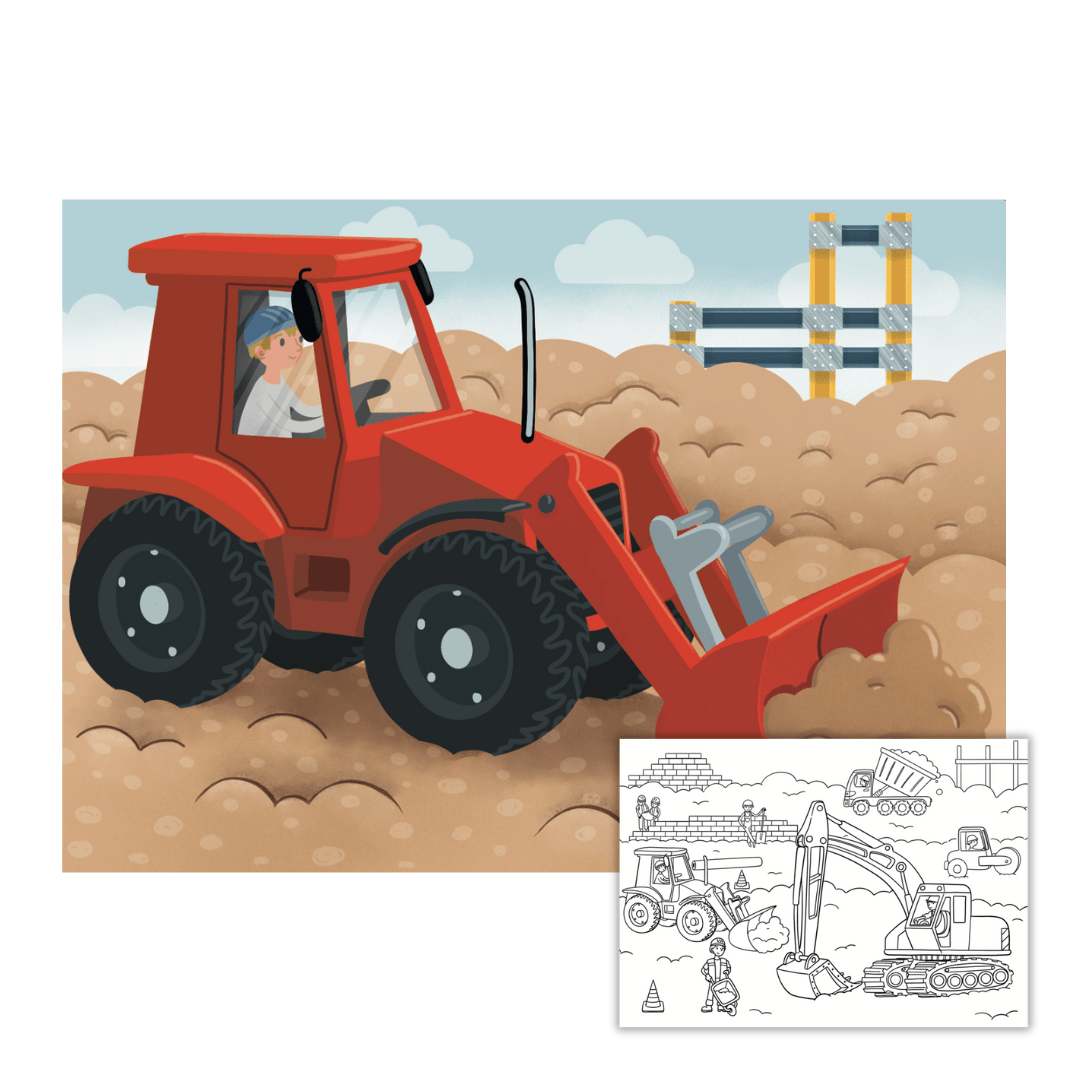 Tischset zum Ausmalen - Baustelle - 10 Stück