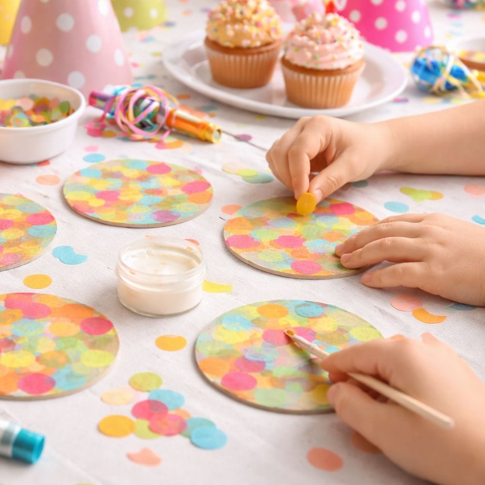 Kreatives Bastelset - Bunte Untersetzer für 6 Kinder