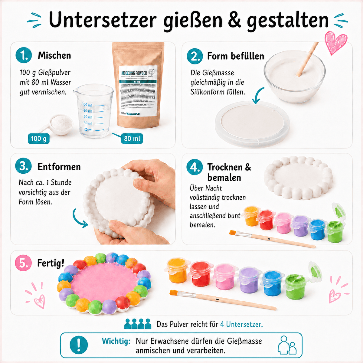 Untersetzer giessen und bemalen