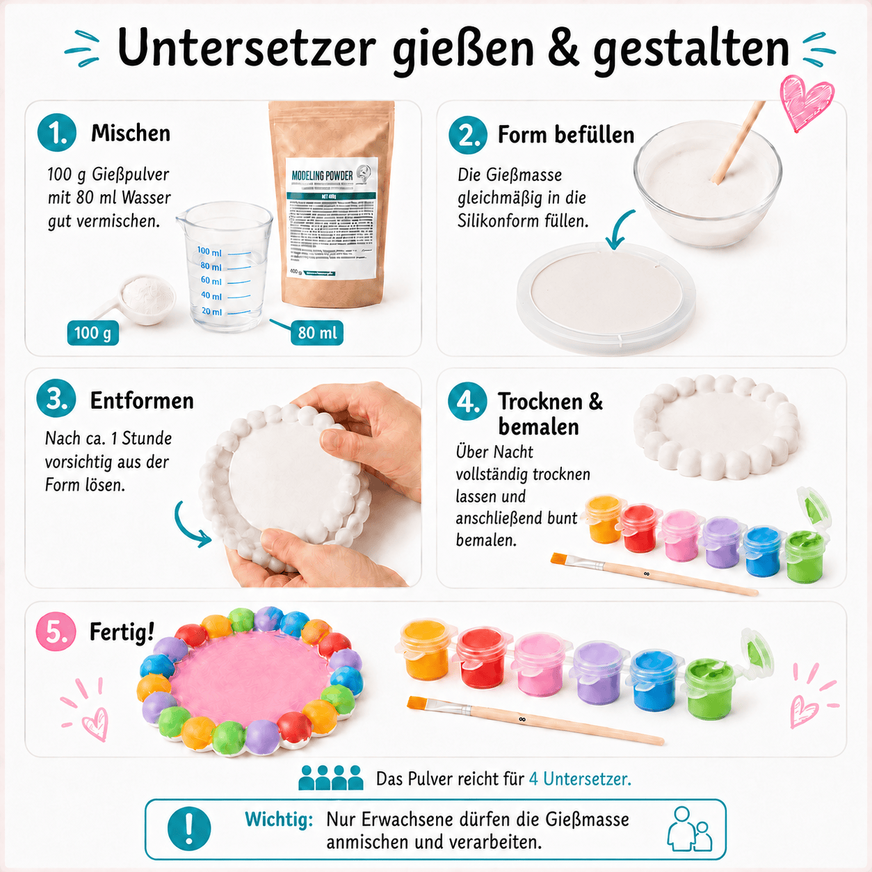 Untersetzer giessen und bemalen