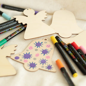 Kreatives Weihnachts-Set: 8 Holzanhänger & 12 Acrylstifte 🎄✨