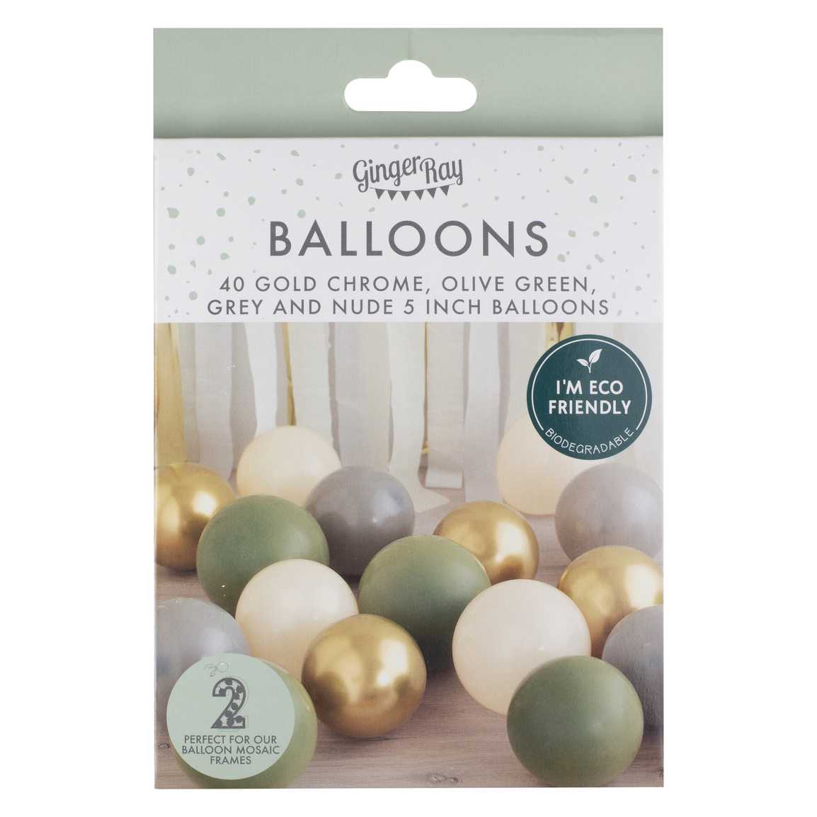 Luftballon - Gold Chrome, Olive Green, Grey & Nude