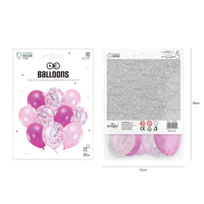Luftballon Pink & Rosa mit Konfetti 10 Stück