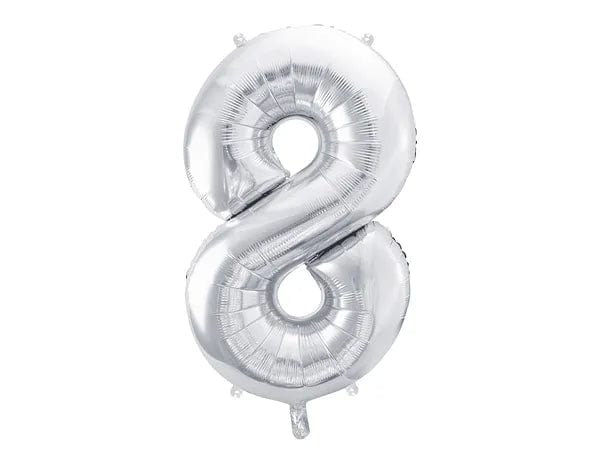 Zahlen Folienballon 1-8 silver gross