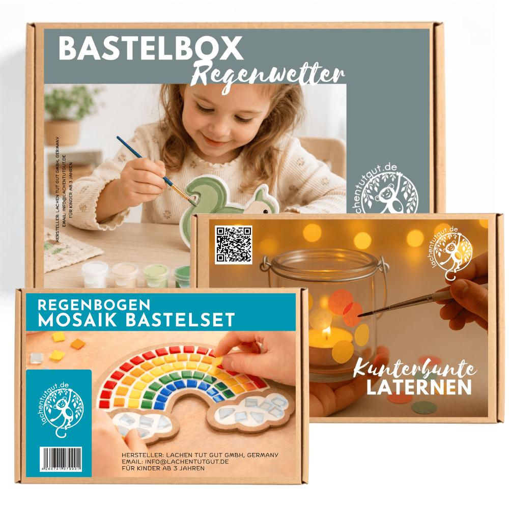 Regenwetter Bastelbox  & Laterne & Regenbogen Mosaik