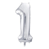Zahlen Folienballon 1-8 silver gross
