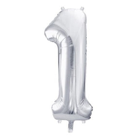 Zahlen Folienballon 1-8 silver gross