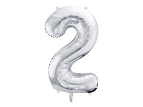 Zahlen Folienballon 1-8 silver gross