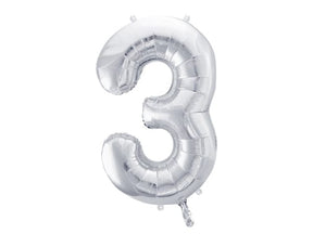 Zahlen Folienballon 1-8 silver gross
