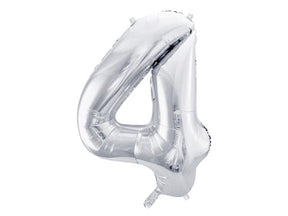 Zahlen Folienballon 1-8 silver gross