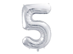 Zahlen Folienballon 1-8 silver gross