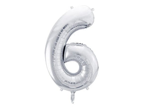 Zahlen Folienballon 1-8 silver gross