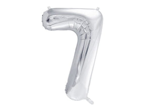 Zahlen Folienballon 1-8 silver gross