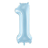 Zahlen Folienballon 0-7 Babyblau gross
