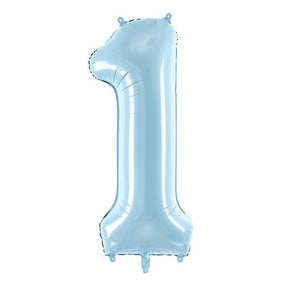 Zahlen Folienballon 0-7 Babyblau gross