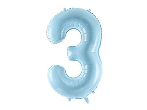 Zahlen Folienballon 0-7 Babyblau gross