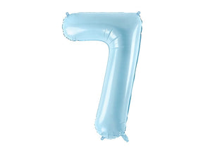 Zahlen Folienballon 0-7 Babyblau gross