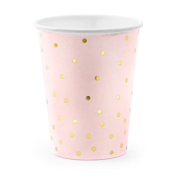 Becher Punkte, hellrosa, 260 ml - 6 Stück