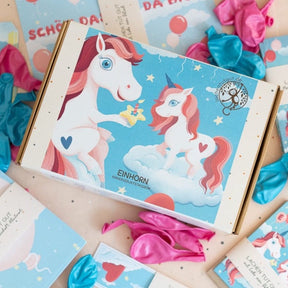 Kindergeburtstag Einhorn, Mottoparty Einhorn, Mottobox Einhorn, Einhörner Motto, Deko Tischdeko, Dekoration Mädchen