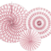 Dekorative Kreise - Rosa - 3 Stück mit Punkten & Streifen